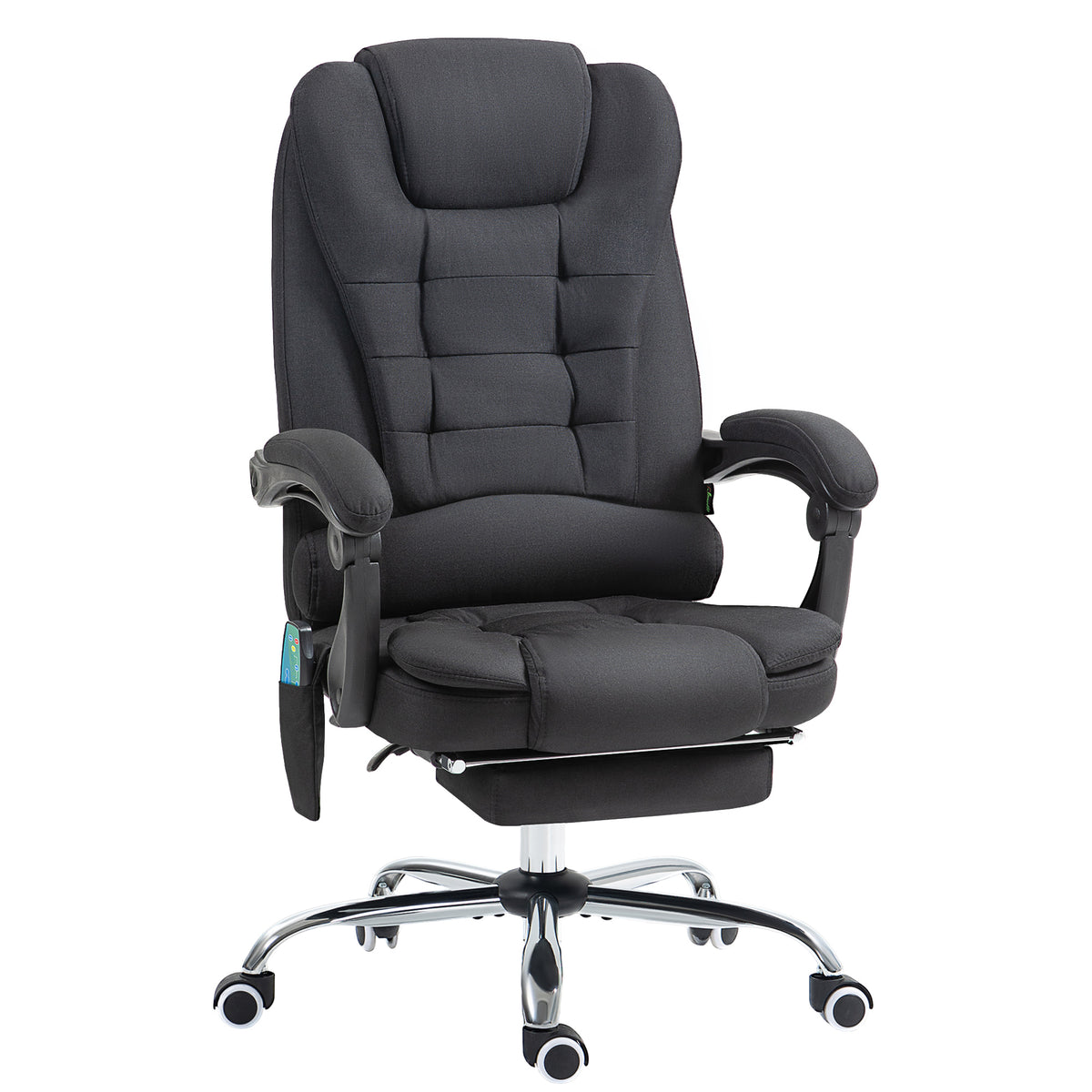 Fauteuil de bureau direction massant chauffant hauteur réglable dossier inclinable toile de lin noir-0