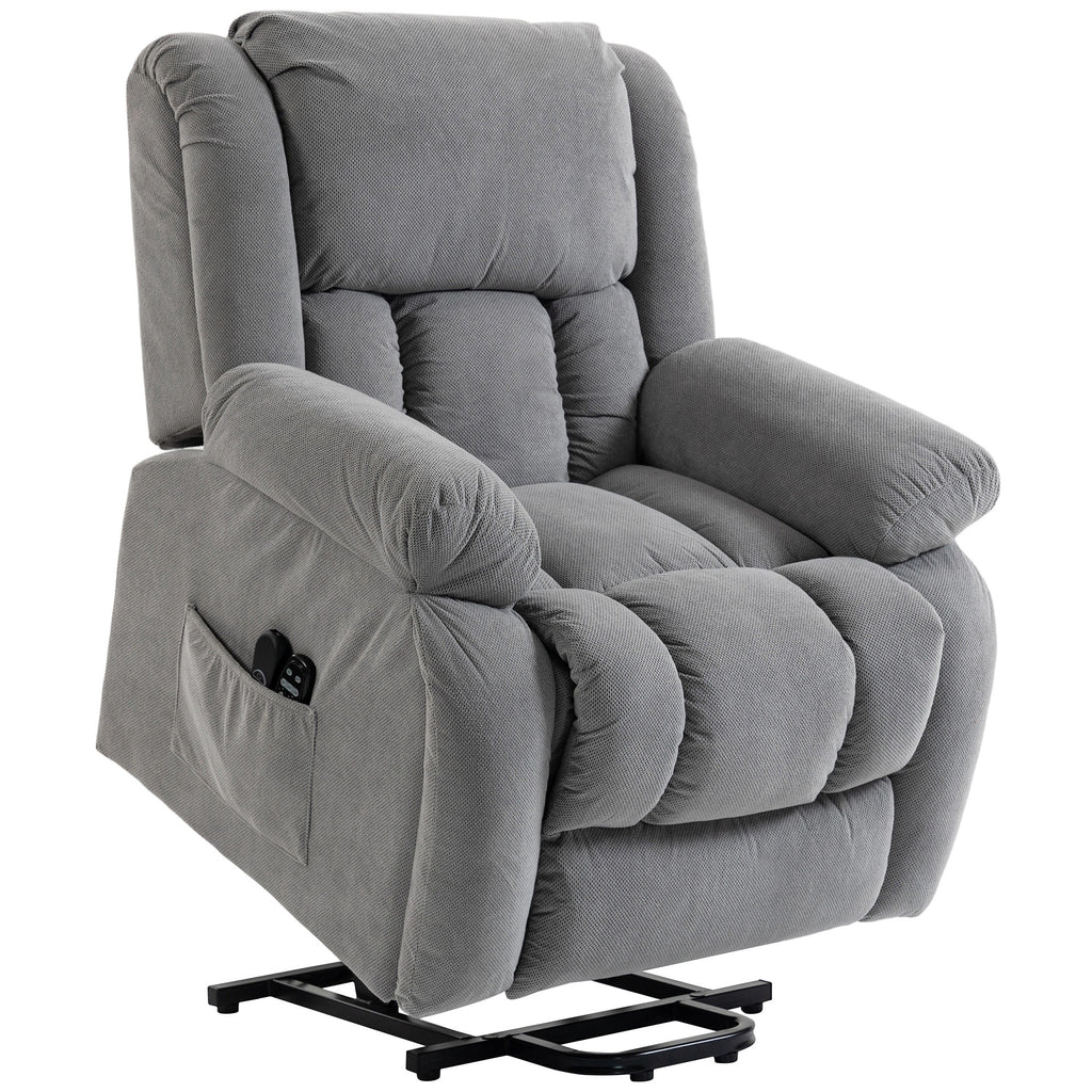 Fauteuil releveur électrique massage et chauffage avec repose-pied, dossier inclinable, télécommande et poche latérale-0