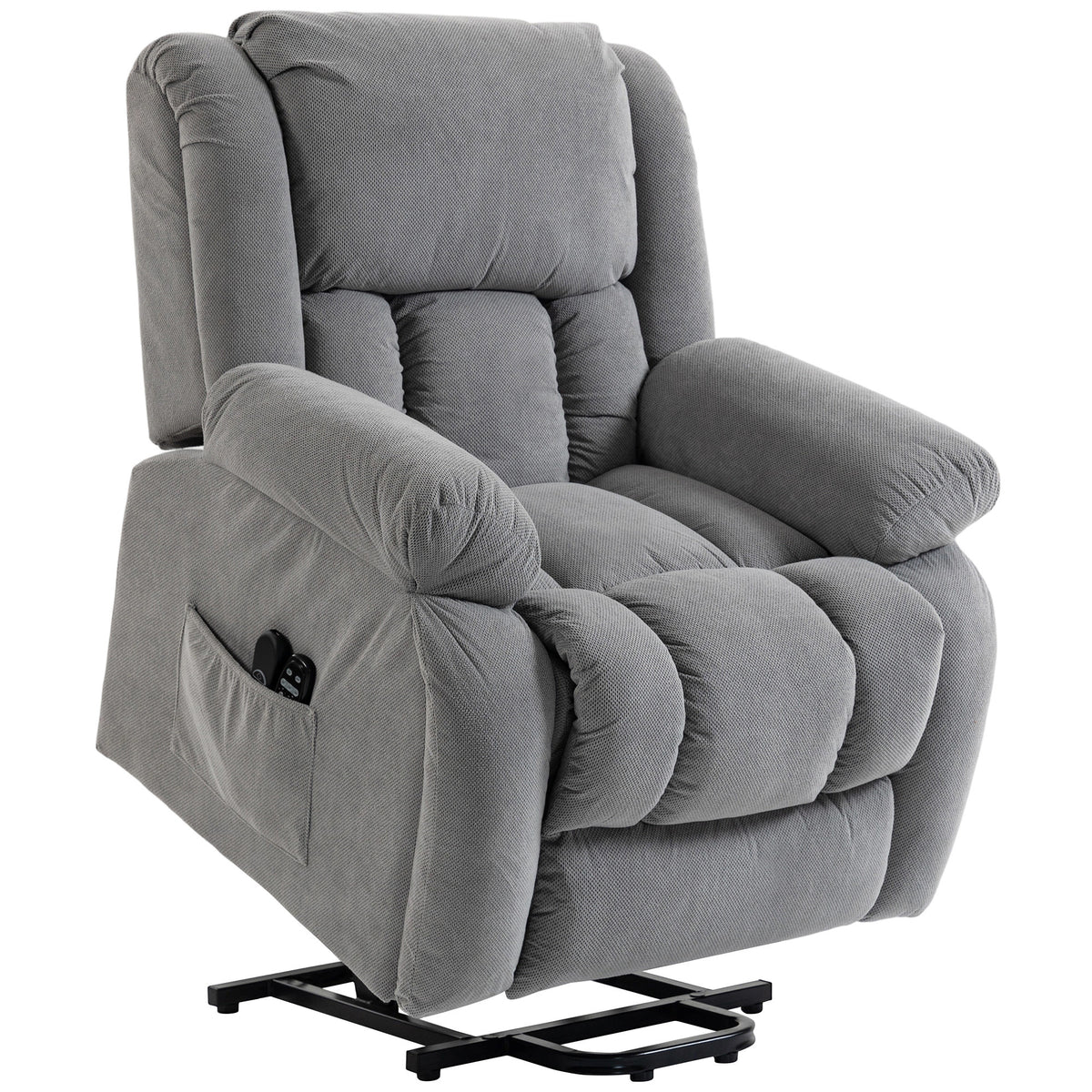 Fauteuil releveur électrique massage et chauffage avec repose-pied, dossier inclinable, télécommande et poche latérale-0