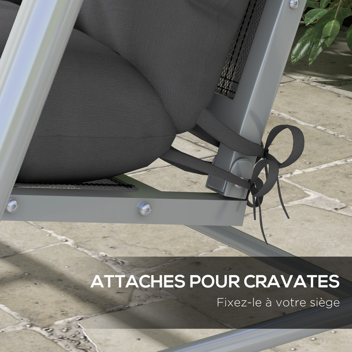 Ensemble de 4 coussins d'extérieur pour balancelle de jardin, 1 coussin d'assise coussins de dossier et 2 oreillers-4