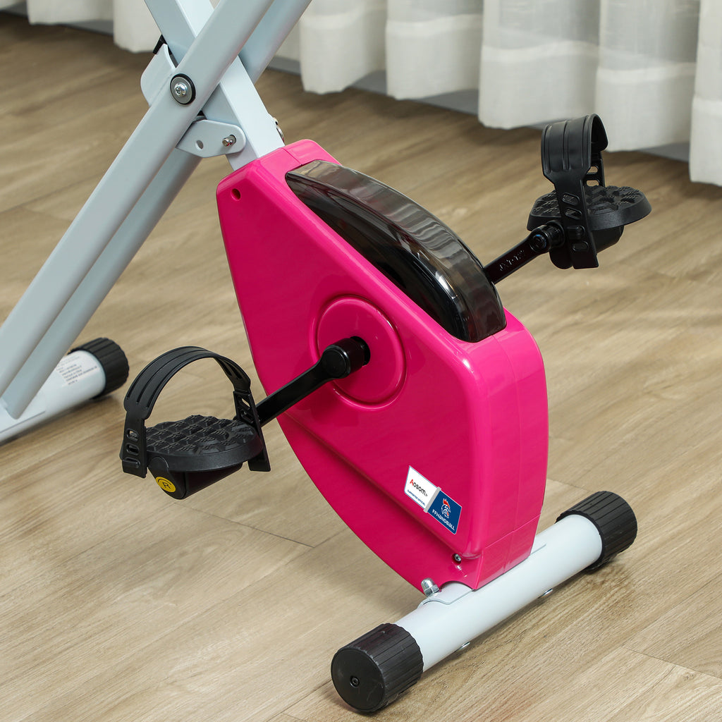 Vélo d'appartement pliable - 8 niveaux de résistance, selle et dossier réglables, rose-8