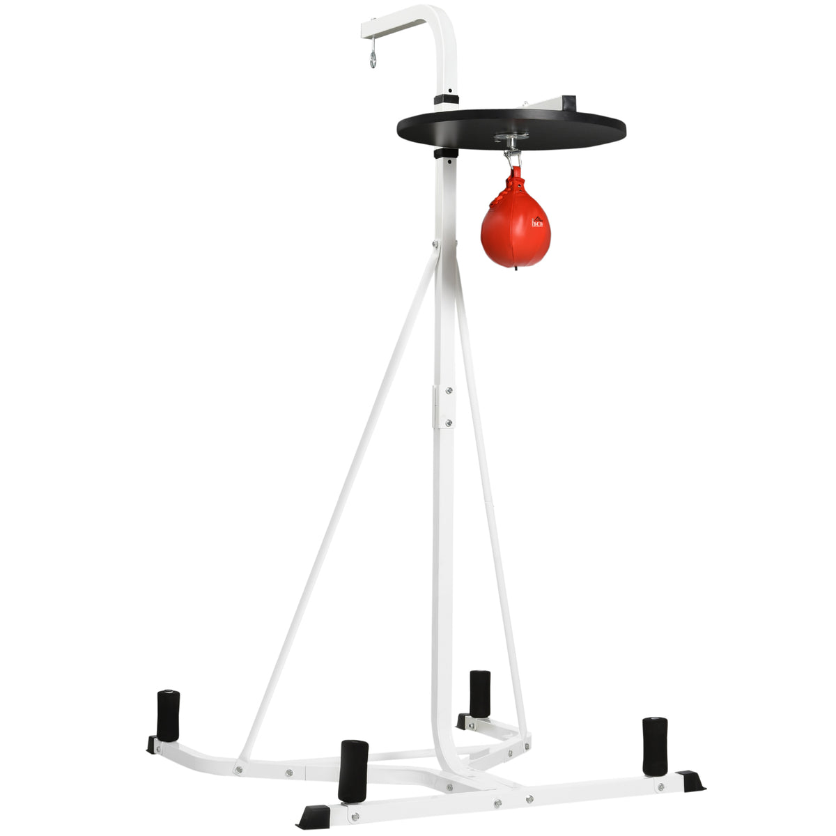 Support pour sac de frappe sur pieds autoportant 2 en 1 avec poire de vitesse 156 x 115 x 224 cm blanc-0