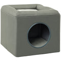 Maison niche pour chat 2 niveaux avec coussin moelleux en peluche - 36,5 x 36,5 x 33 cm gris-0