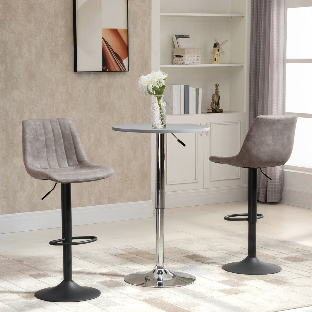 Lot de 2 tabourets de bar style vintage hauteur réglable pivotant avec repose-pied gris-9