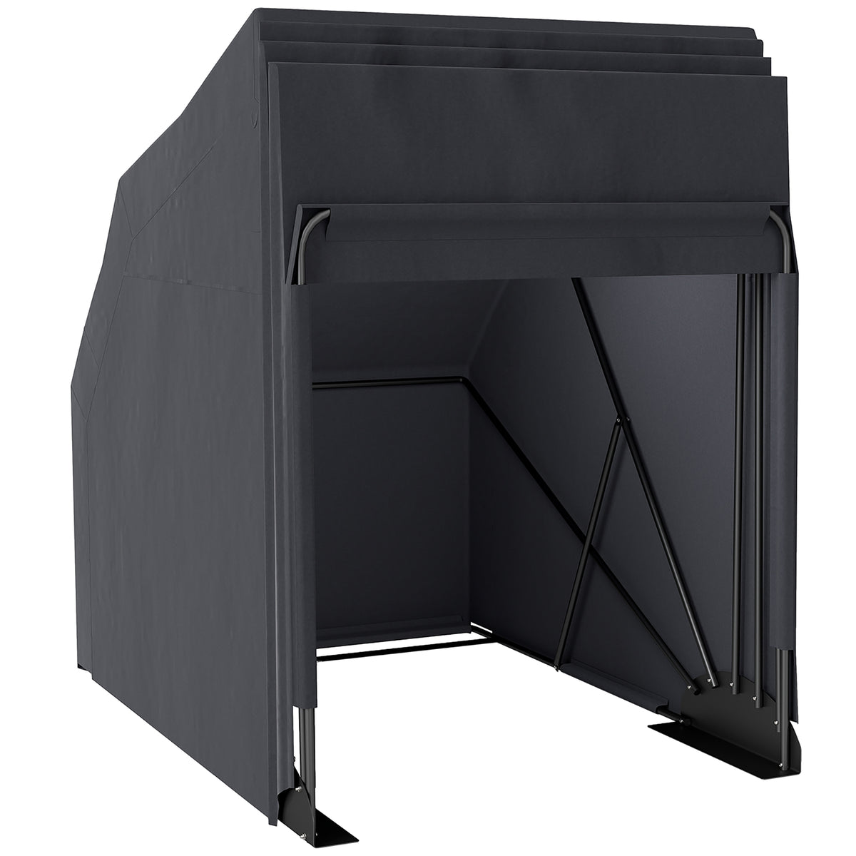 Abri de moto extérieur tente à moto housse de protection en tissu Oxford, 2 fenêtres, 345 x 135 x 191 cm, noir-0