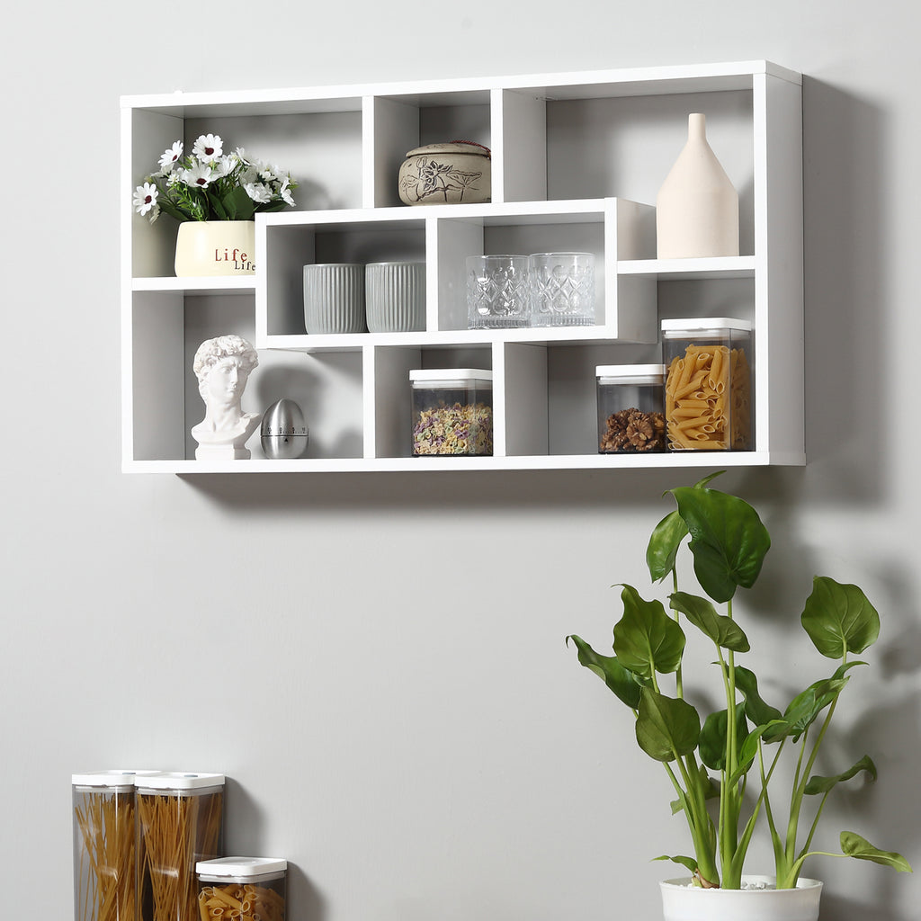 Étagère murale bibliothèque 8 cubes, meuble de rangement, design moderne, 85 x 14,5 x 47,5 cm, blanc-1