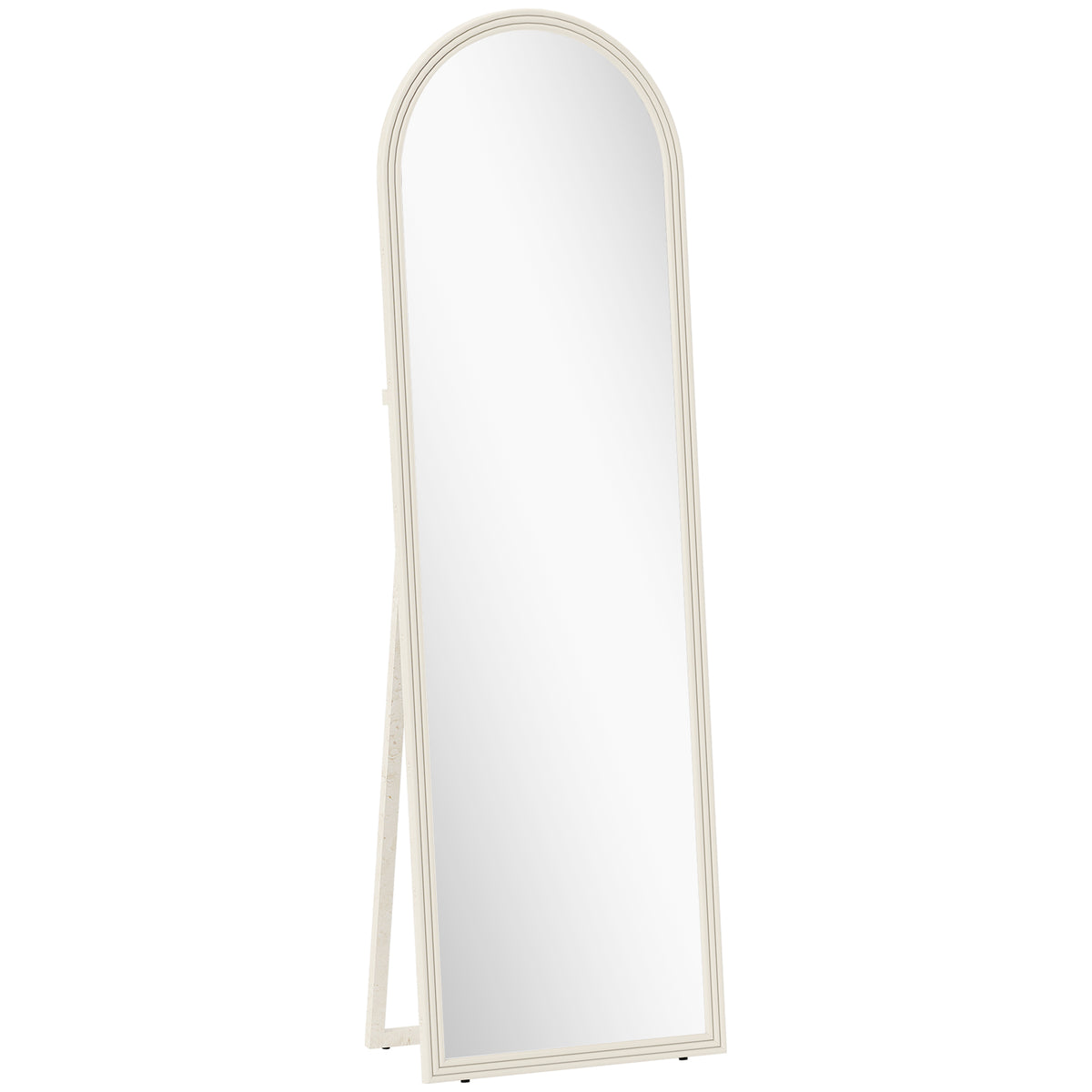 Miroir de sol arqué pleine longueur miroir sur pied cadre en effet imitation pierre pour salon chambre 50 x 160 cm blanc-0