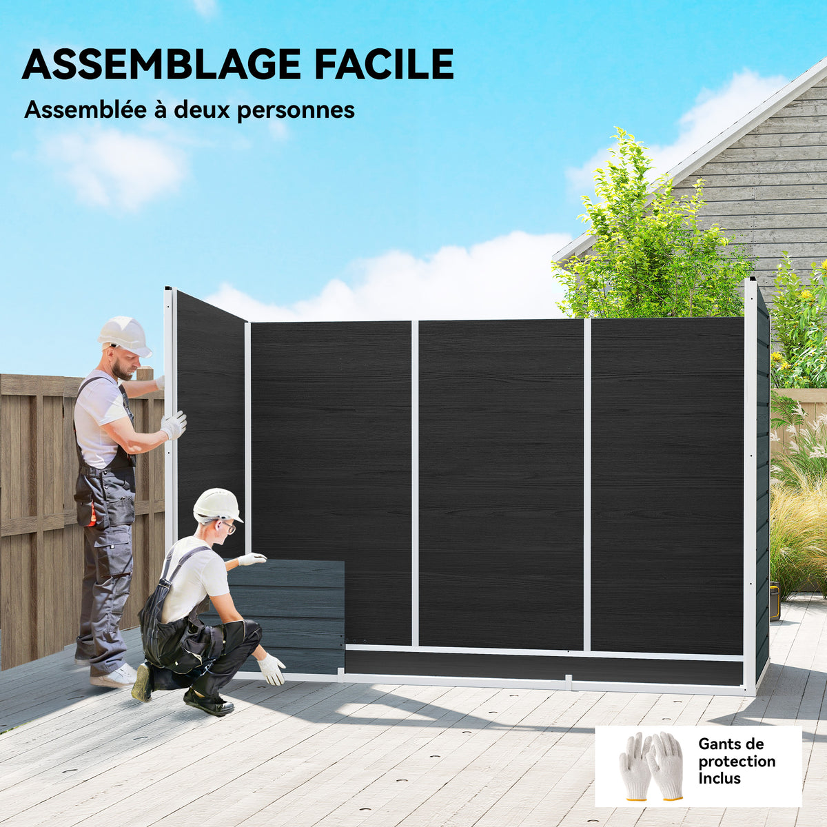Abri de jardin en plastique, avec plancher, 303 x 123 x 197 cm, effet bois gris-6