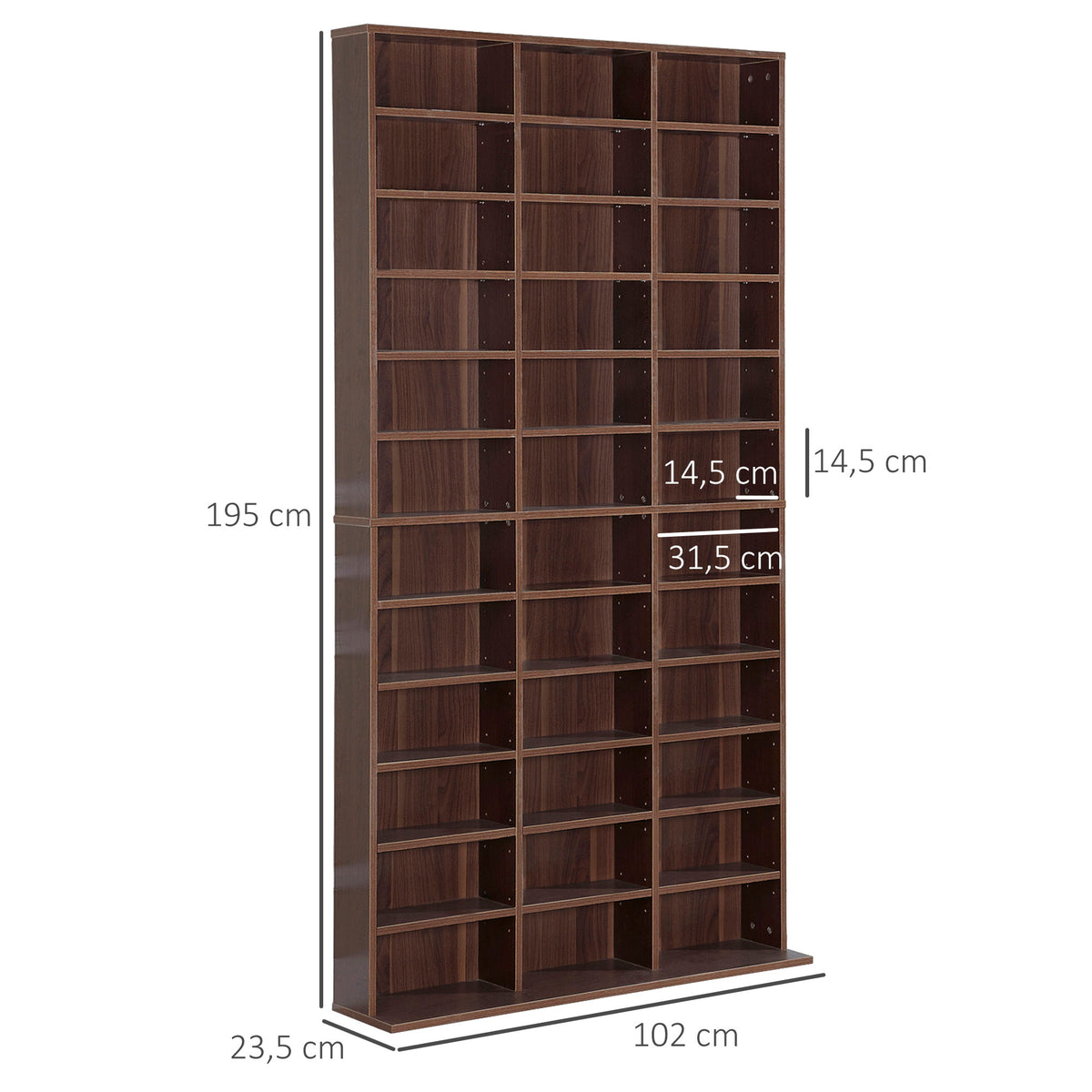 Rangements pour CD et DVD, étagère rangement, capacity max. 1116 CD/528 DVD, 36 compartiments et étagères réglables-2