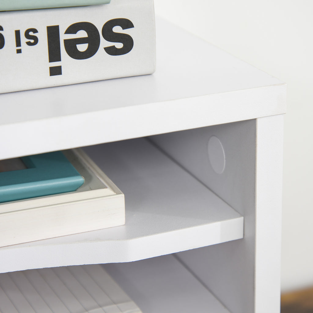 Lot de 2 organiseurs bureau bois blanc avec couches fournitures support d'imprimante dim. 35,5L x 25l x 28,6H cm-6