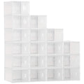 Lot de 18 boites cubes rangement à chaussures modulable avec portes transparentes - 25 x 35 x 19 cm-0