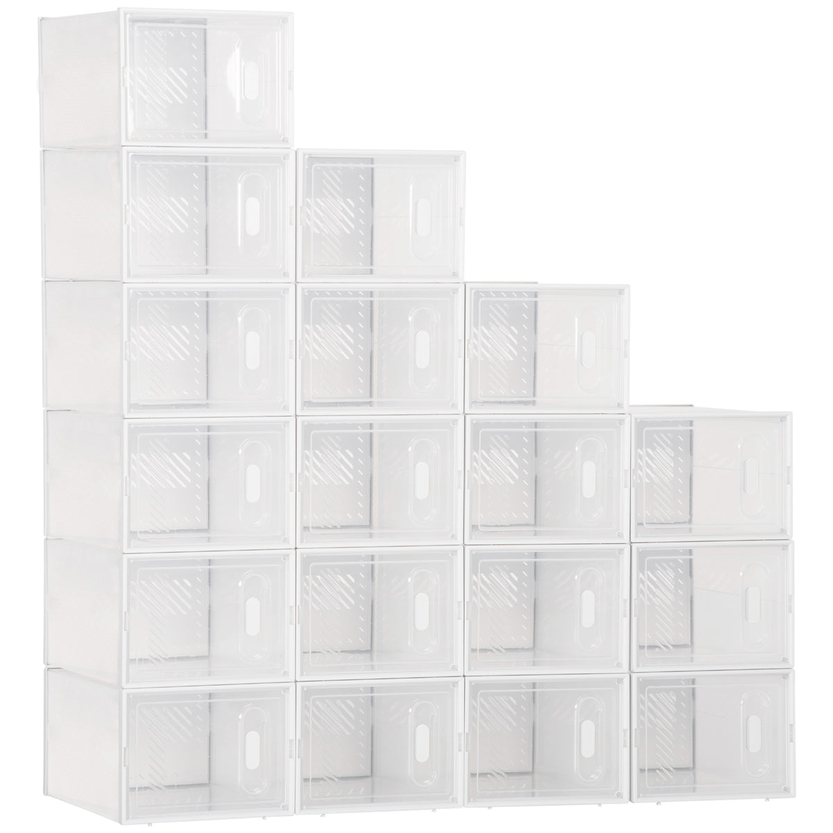 Lot de 18 boites cubes rangement à chaussures modulable avec portes transparentes - 25 x 35 x 19 cm-0
