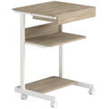 Bureau d'ordinateur sur roues, bureau avec rangement 56 x 51 cm avec tiroir, compartiment et support CPU, chêne-0