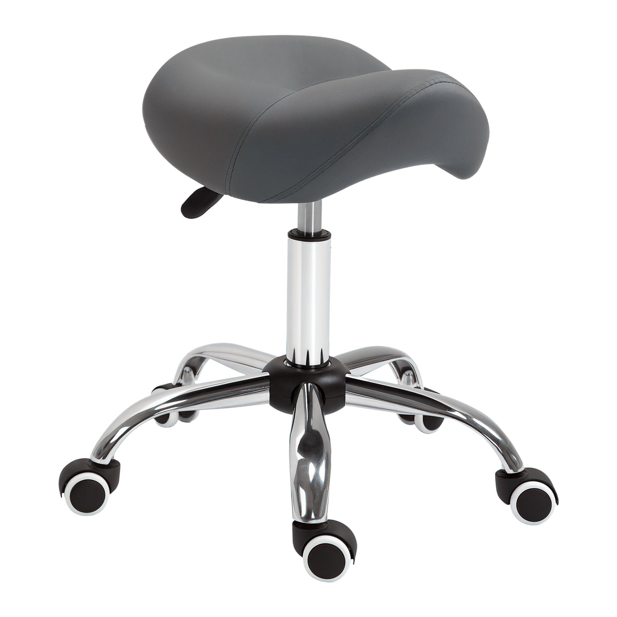 Tabouret à roulettes, tabouret de massage avec hauteur réglable 49-61 cm et selle ergonomique, chaise de travail à roulettes pivotant 360°, pour salon de massage tatouage clinique spa, gris-0