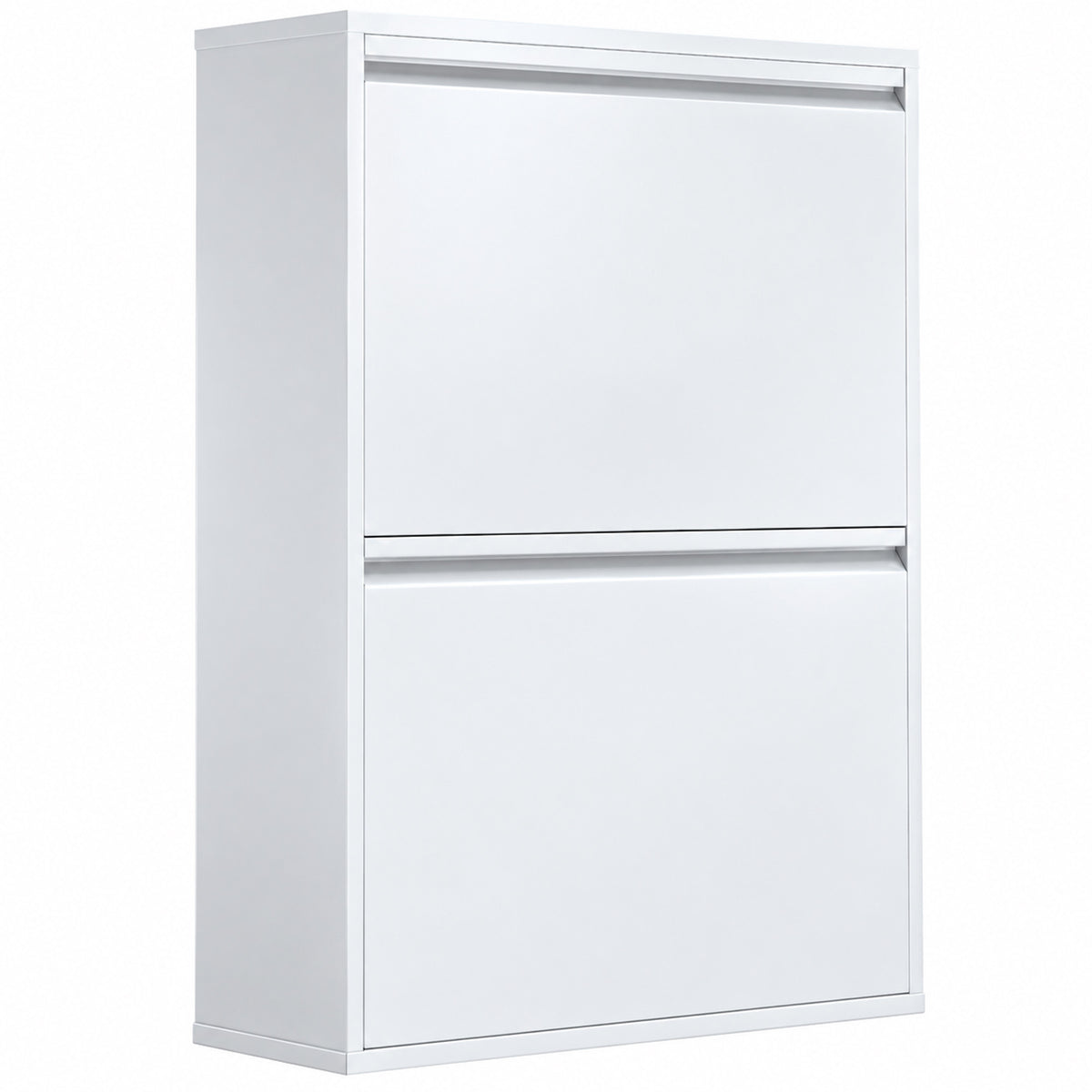 Meuble Poubelle de Tri Sélectif 60 L (4 x 15 L), 4 Compartiments, Fermeture Amortie, Seaux Intérieurs Amovibles, Blanc-0
