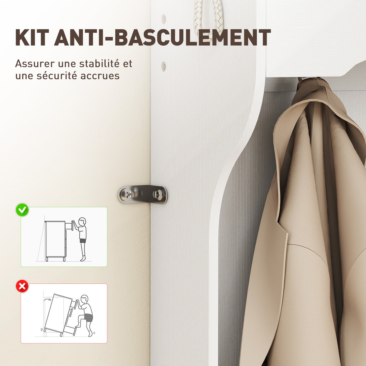 Porte-Manteau 4-en-1 avec Banc, Banc d'Entrée avec 12 Compartiments à Chaussures, 6 Crochets et Étagère Ouverte, Blanc-5