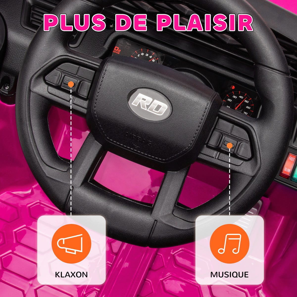 Voiture électrique enfant 4x4 télécommande 2,4Ghz, 2 moteurs 12 V, vitesse réglable, musique, klaxon, lumières LED, noir-7