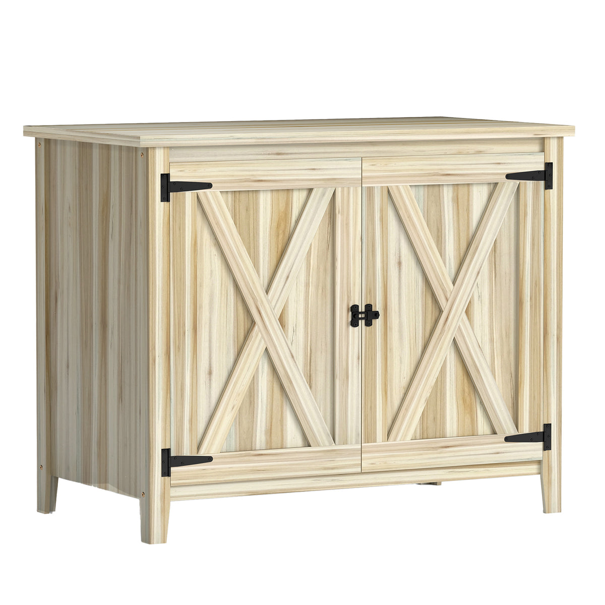 Armoire de jardin en bois, placard de jardin en bois avec étagères et double portes, 110 x 60 x 88,5 cm, bois naturel-0