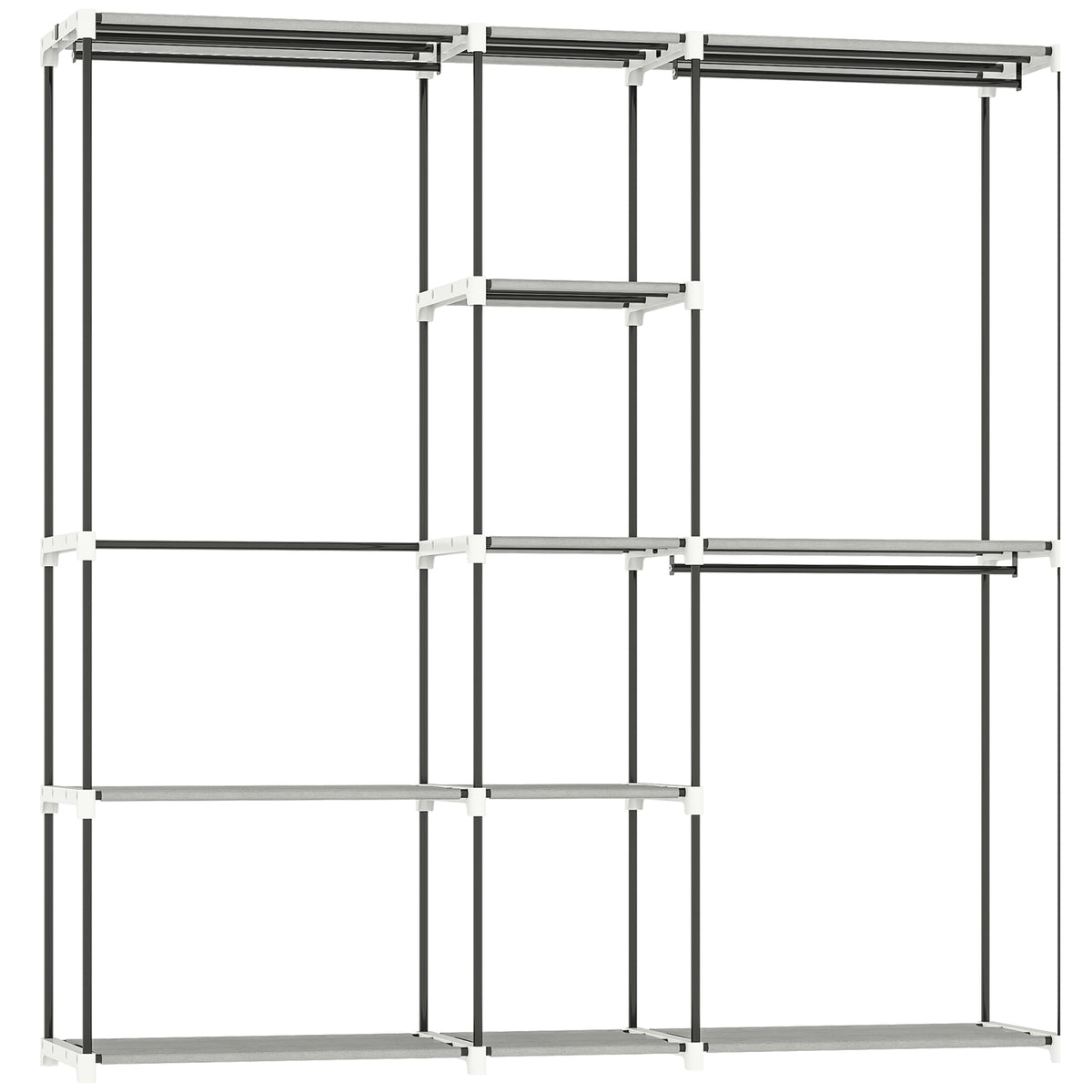 Armoire de rangement, penderie en tissu avec barre de suspension et étagères, 182 x 43 x 185 cm, gris-0