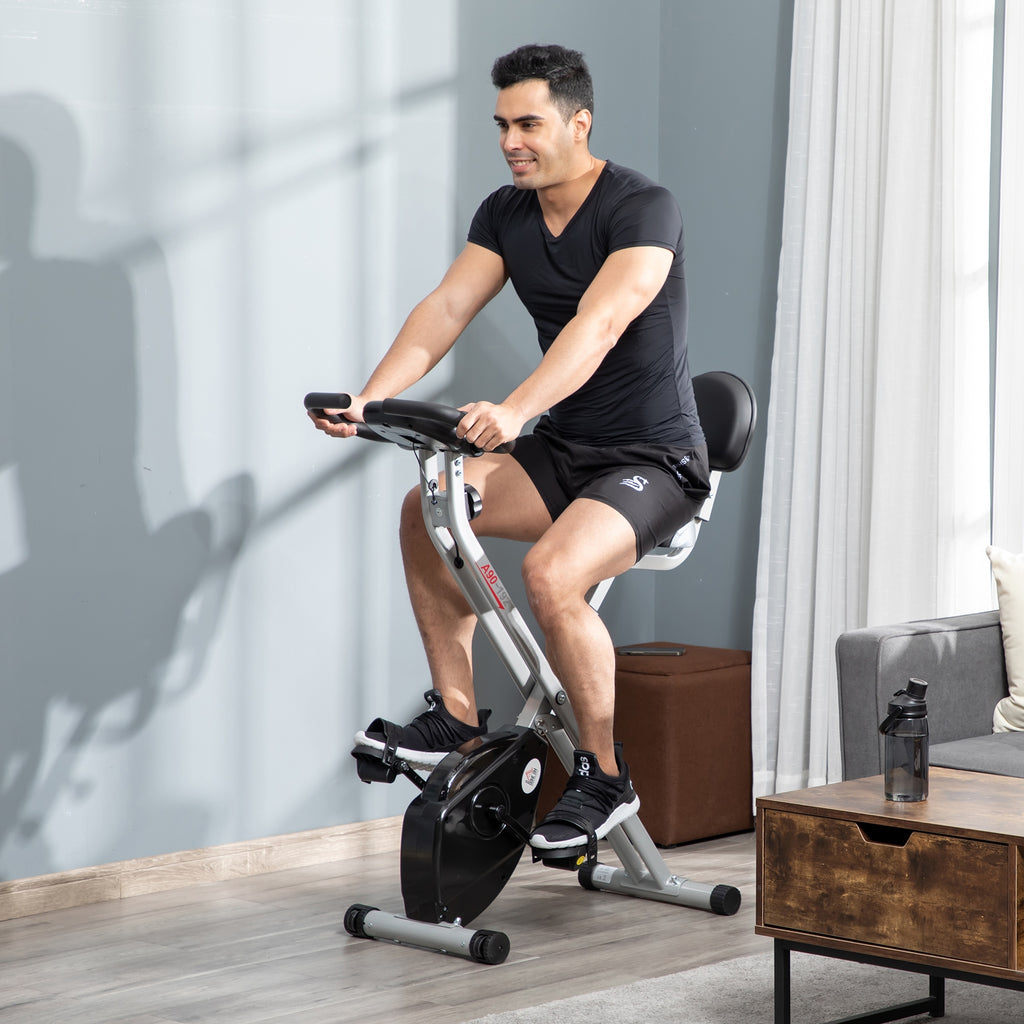 Vélo d'Appartement Pliable Magnétique Cardio-training - Sport Maison avec 8 Niveaux de Résistance et Roulettes - Silencieux Home Trainer avec Capteur de Pouls pour Fitness Homme et Femme, Noir-1
