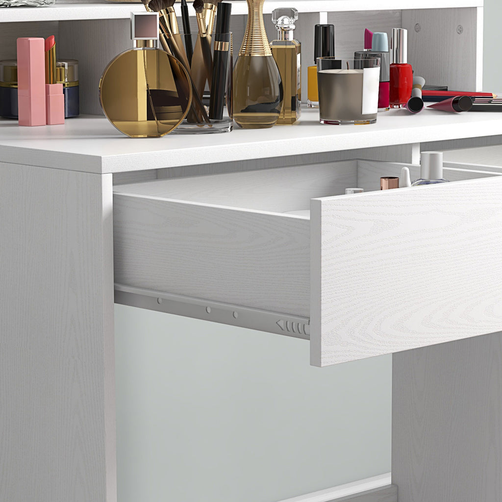 Coiffeuse avec miroir Hollywood, tiroirs, 3 modes d'éclairage, 10 ampoules, 80 x 40 x 135 cm, blanc-8