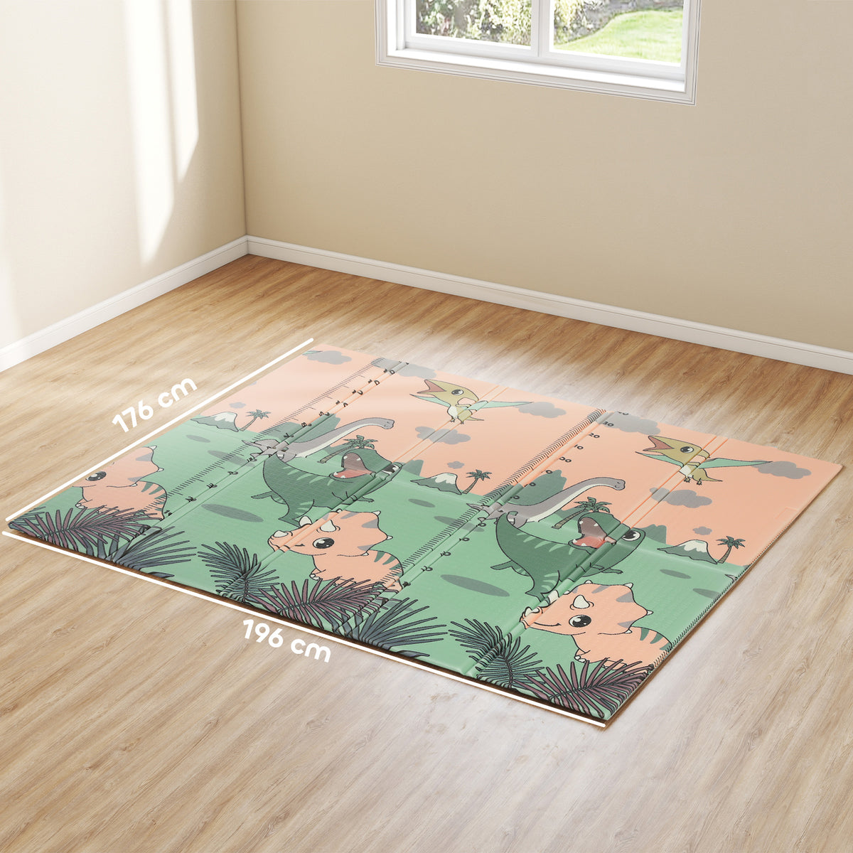 Tapis de jeu pour enfant bebe, tapis d'éveil bébé pliable épais réversible en mousse, 196 x 176 x 1,5 cm, multicolore-2