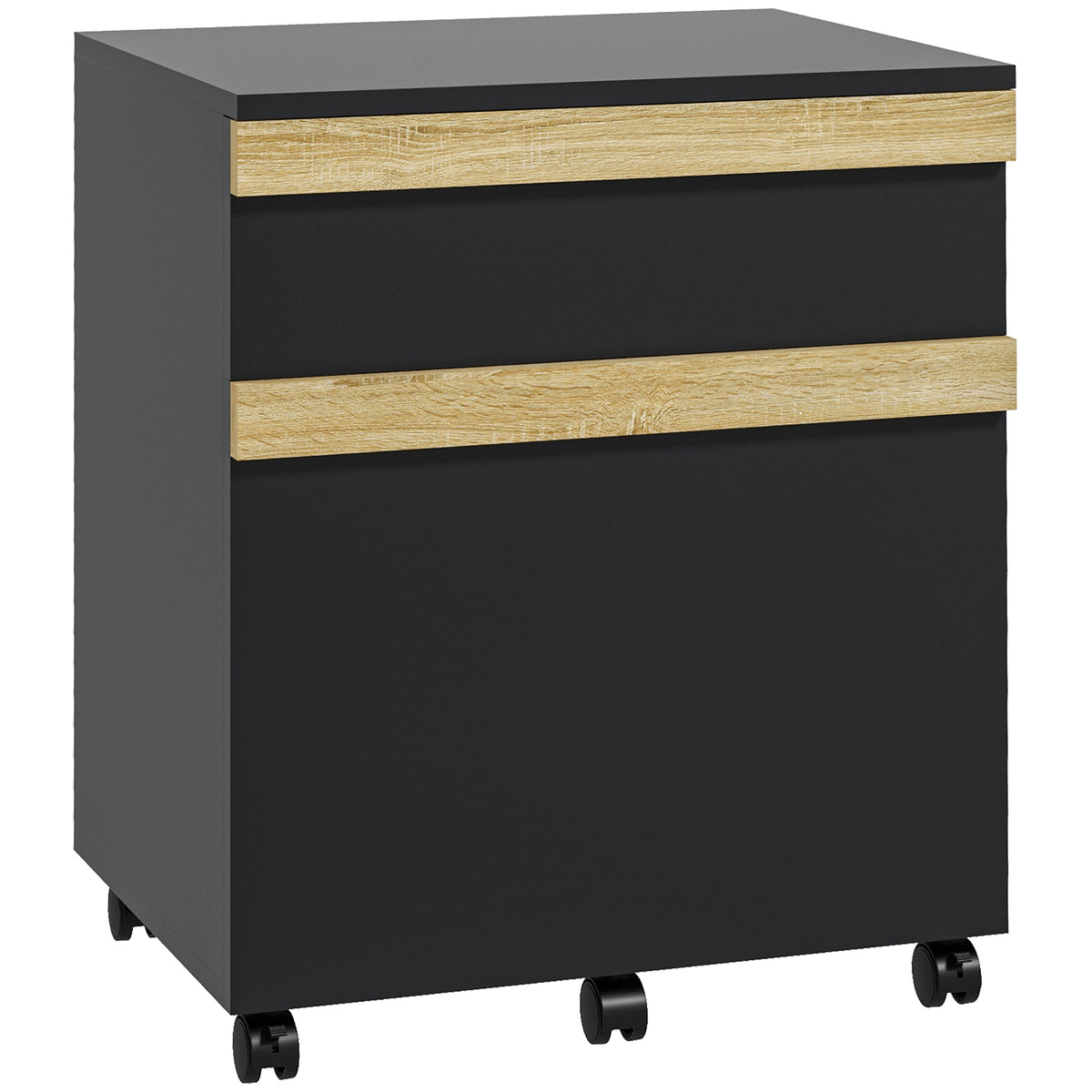 Caisson de bureau à roulettes avec 2 tiroirs coulissants trieur à dossiers 48 x 40 x 59,5 cm noir-0