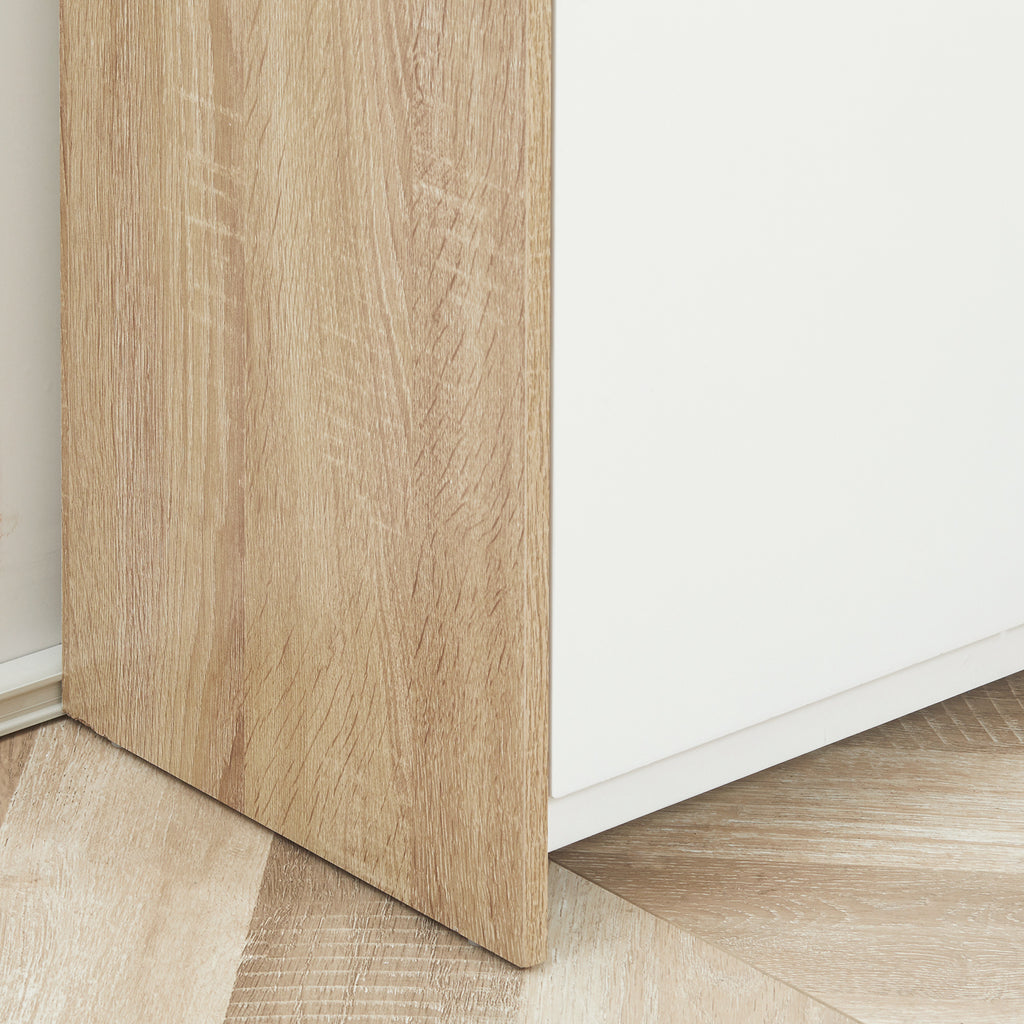Meuble de salle de bain, meuble de rangement, tiroir et placard double porte, 60x30x90cm, blanc et effet bois naturel-8