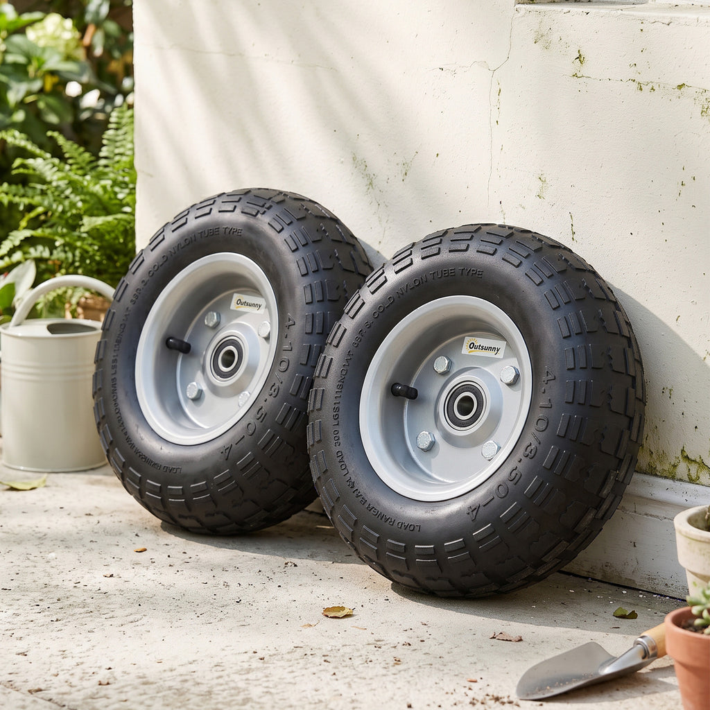 Lot de 2 Pneus Pneumatiques de Remplacement Alésage de 16mm pour Chariot de Jardin, Brouette et diable-1