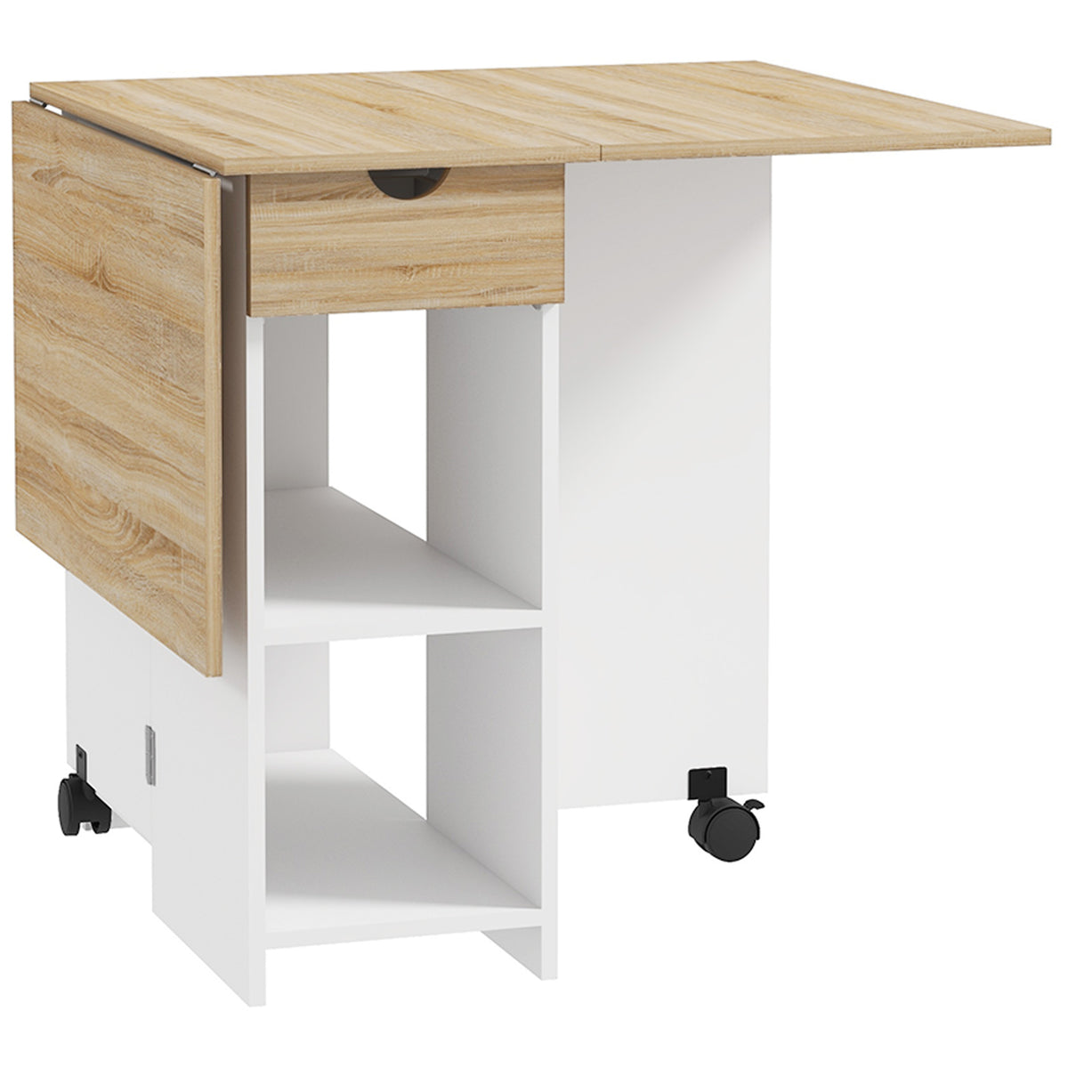 Table à manger pliante table de cuisine extensible pour 2 à 4 personnes 2 abattants 120 x 72 x 75 cm chêne-0