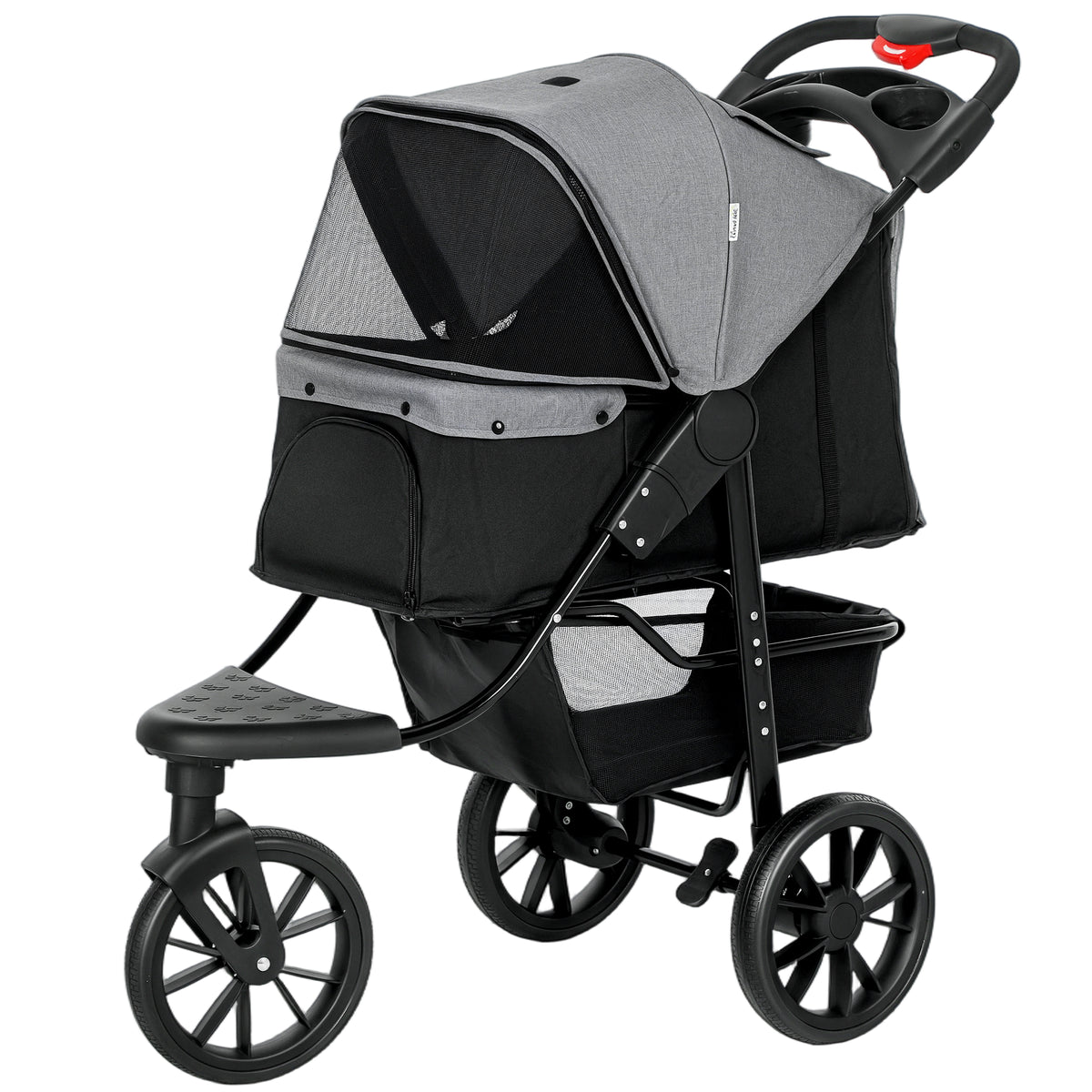 Chariot pour Chiens Poussette pour Animaux avec 3 Roues pliable Chien Chat Oxford Gris+Noir 109,5 x 57,5 x 106,5 cm-7