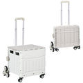 Chariot de courses pliable caddie de courses avec poignée télescopique réglable et couvercle charge max. 80 kg, blanc-0