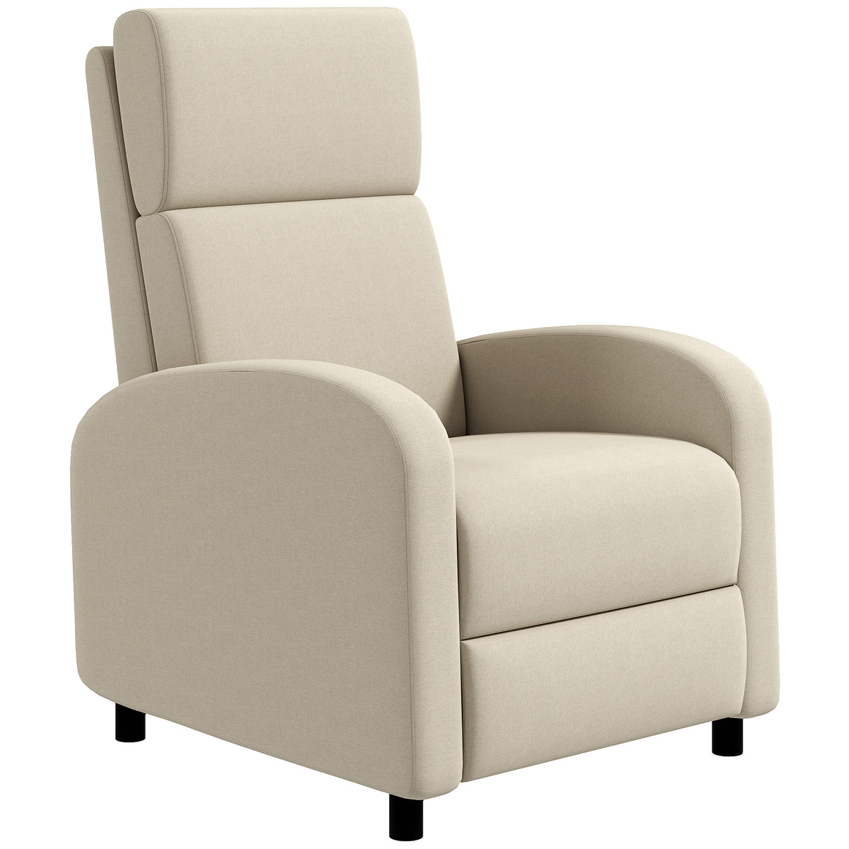 Fauteuil Relax Inclinable jusqu'à 160° Manuellement avec Repose-Pieds Intégré, Charge Max. 120kg, Grand Confort, Crème-0