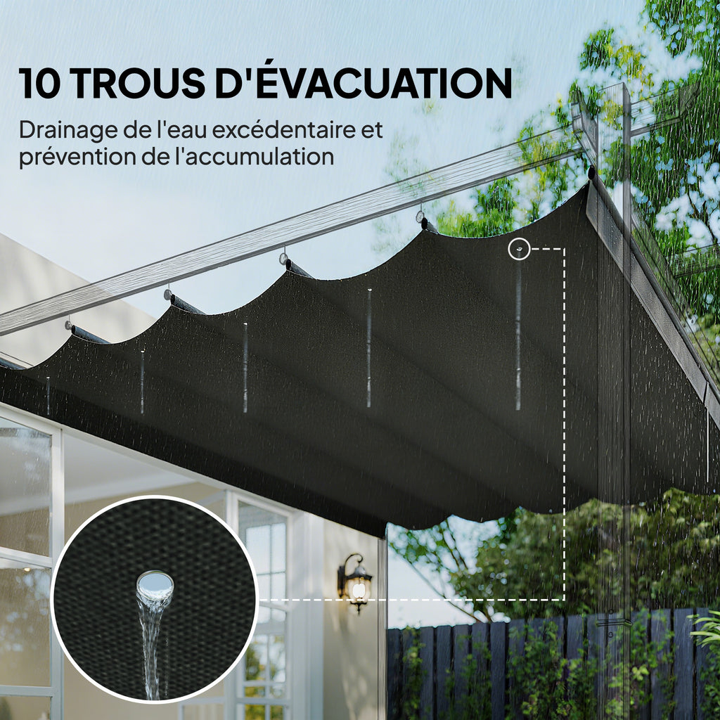 Toile de toit pour pergola tonnelle rétractable de 4 x 3 m - toile uniquement 350 x 260 cm gris foncé-5