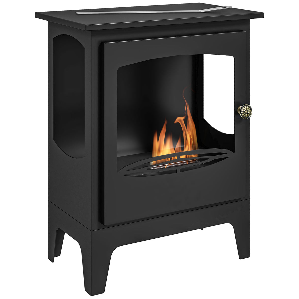 Cheminée à l'éthanol sur pieds style contemporain avec réservoir 1,2Lenviron couverture 25 m² 39 x 26 x 54 cm noir-0