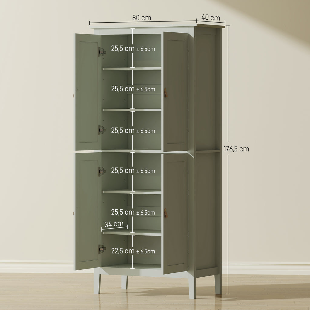 Buffet cuisine, meuble cuisine rangement haut avec LED réglable et détecteur de mouvement, 80 x 40 x 176,5 cm, vert-2