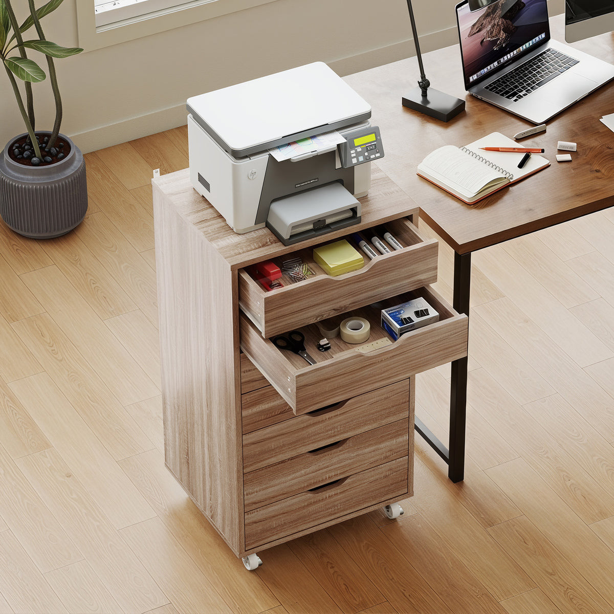Caisson de bureau à roulette meuble rangement bureau avec 7 tiroirs organisateur pour documents, format A4 ou lettres-8