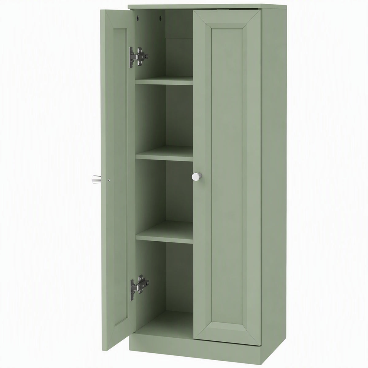 Meuble de Salle de Bain Étroit, Meuble de Rangement Sur Pied avec 2 Portes et 3 Étagères, pour Salon, Chambre, Vert-0