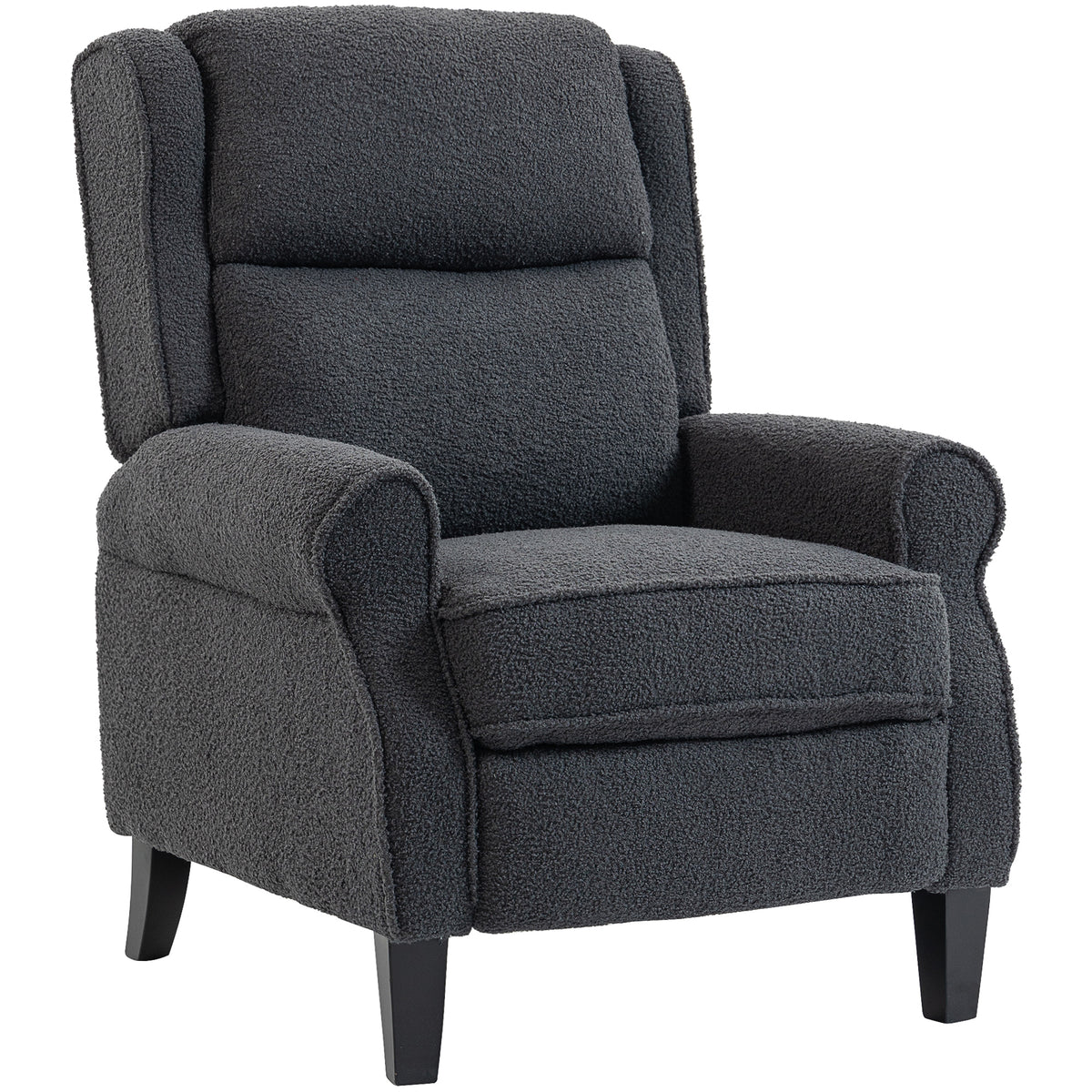 Fauteuil relax inclinable en polaire Teddy, fauteuil de relaxation avec repose-pieds extensible, assise rembourrée, gris-0