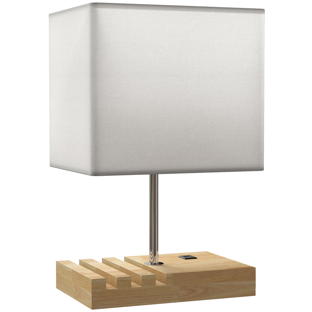 Lampe de chevet avec USB A+C, lampe de table moderne, 3 supports pour téléphone, ampoules non incluses, blanc-0