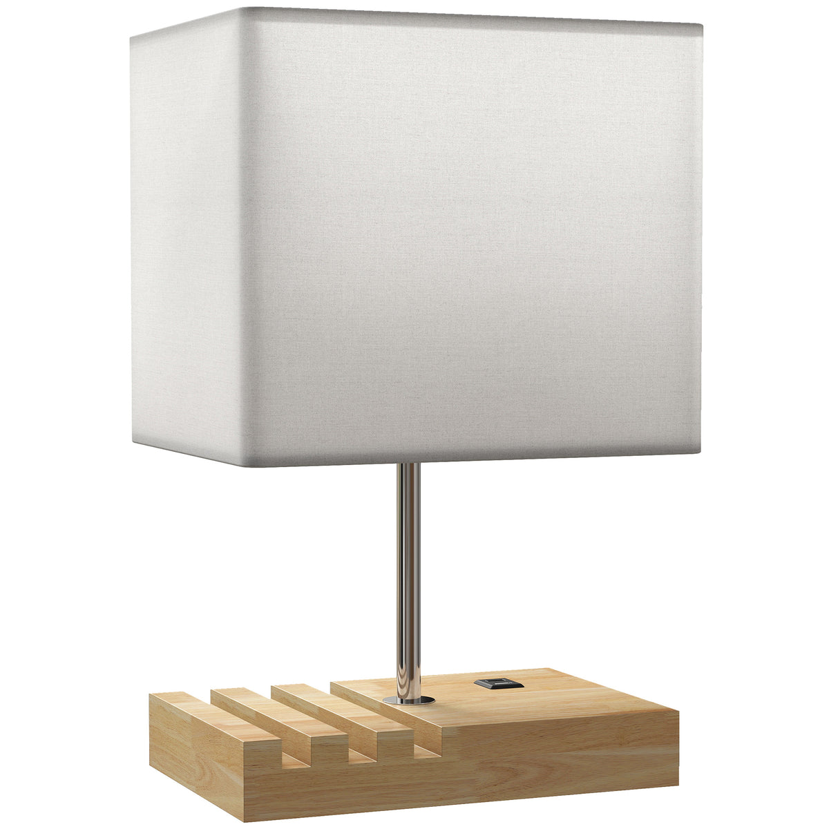 Lampe de chevet avec USB A+C, lampe de table moderne, 3 supports pour téléphone, ampoules non incluses, blanc-0