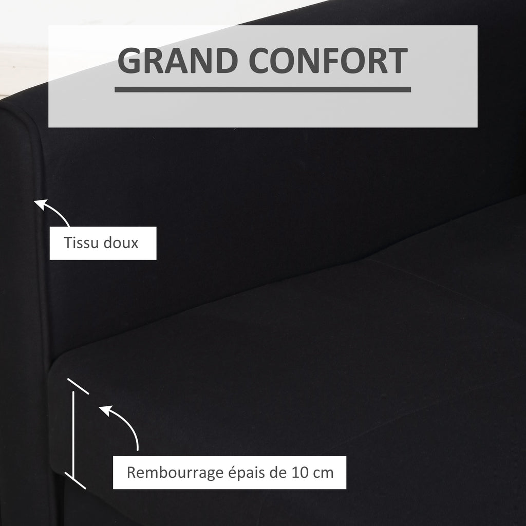 Canapé-lit 2 places convertible 2 en 1 avec 2 coussins et coffre de rangement intégré 152 x 101 x 81 cm gris foncé-5