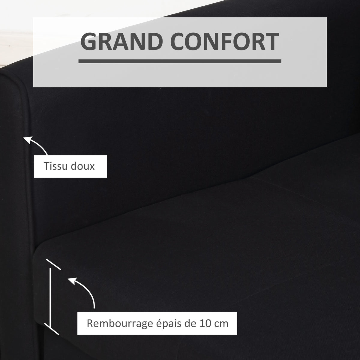 Canapé-lit 2 places convertible 2 en 1 avec 2 coussins et coffre de rangement intégré 152 x 101 x 81 cm gris foncé-5