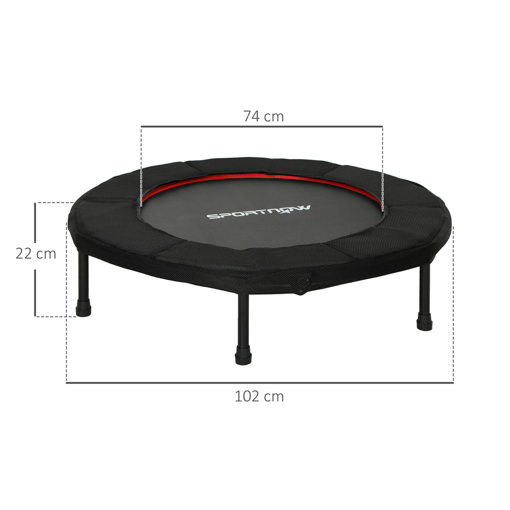 Trampoline de fitness, Ø 102 cm, trampoline d'exercice, pieds antidérapants, cadre en acier, capacité de 100 kg, rouge-2