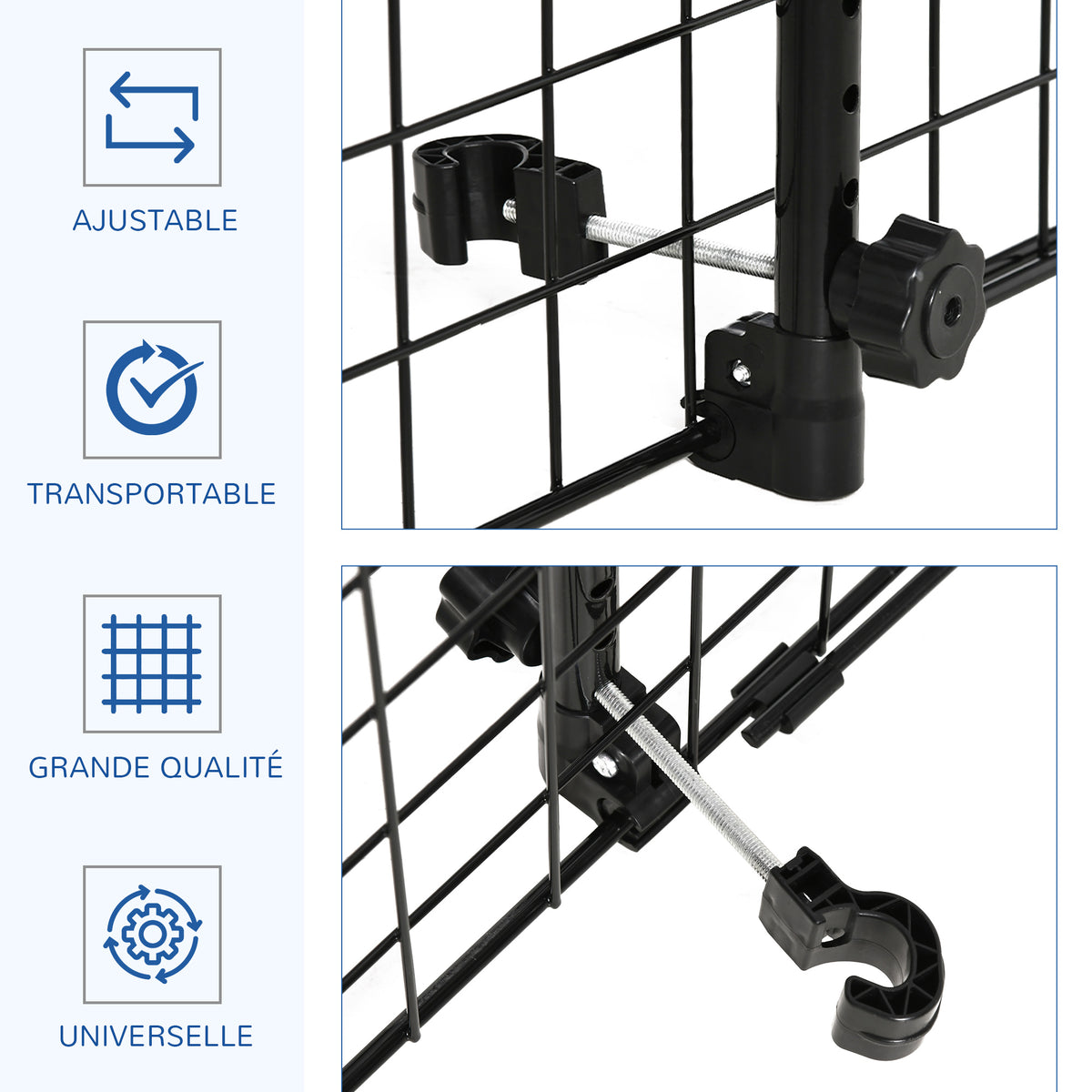 Grille de séparation voiture universelle pour chien, barrière de protection adaptée aux SUV et aux sièges auto, largeur réglable sans outils, installation facile, noir-4