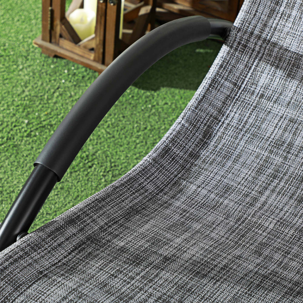 Chaise longue à bascule avec tétière utilisation extérieure intérieure gris chiné-8