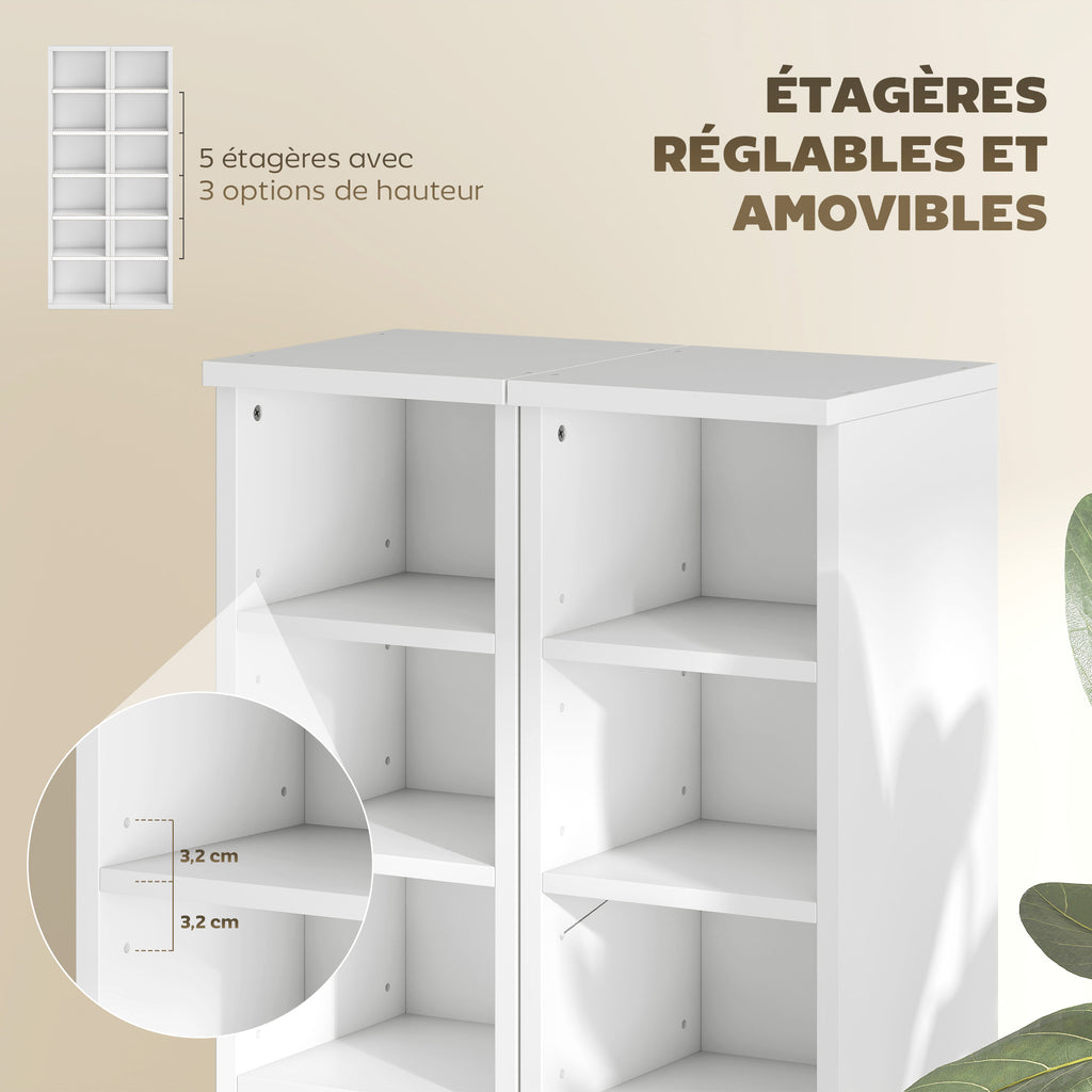 Lot de 2 étagères colonnes armoire de rangement CD-DVD 12 compartiments 21 x 22,5 x 88,5 cm capacité 204 CD blanc-5