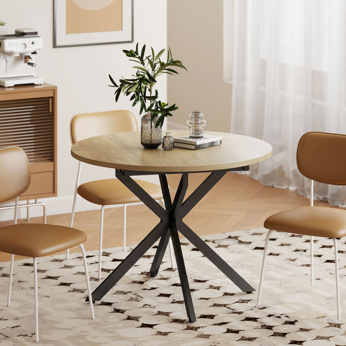 Table à manger extensible ovale pour 4 à 6 personnes, table de cuisine avec rallonge 100-135 cm, effet bois naturel-8