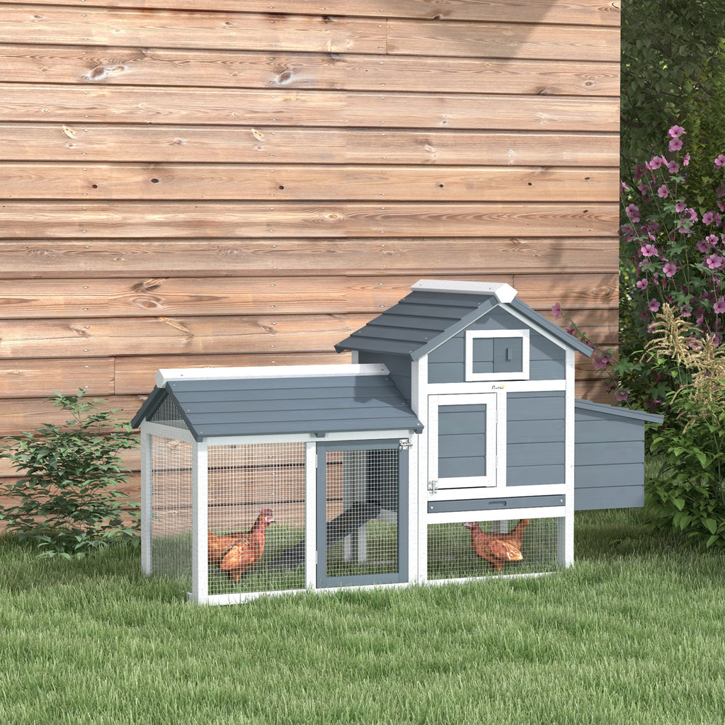 Petit poulailler cottage cage à poules sur pied dim. 150,5L x 54l x 87H cm multi-équipement bois massif de sapin-1