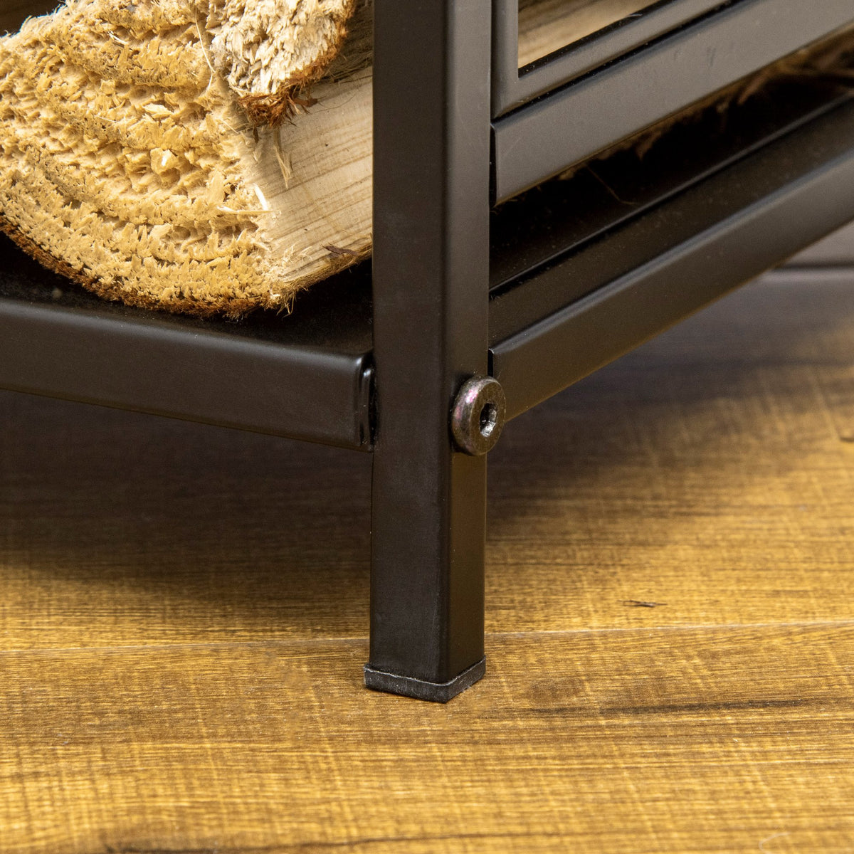 Porte bûches - Range bûches Serviteur de cheminée Arbre - Multi Accessoires étagère 46L x 29l x 70H cm Acier Noir-6